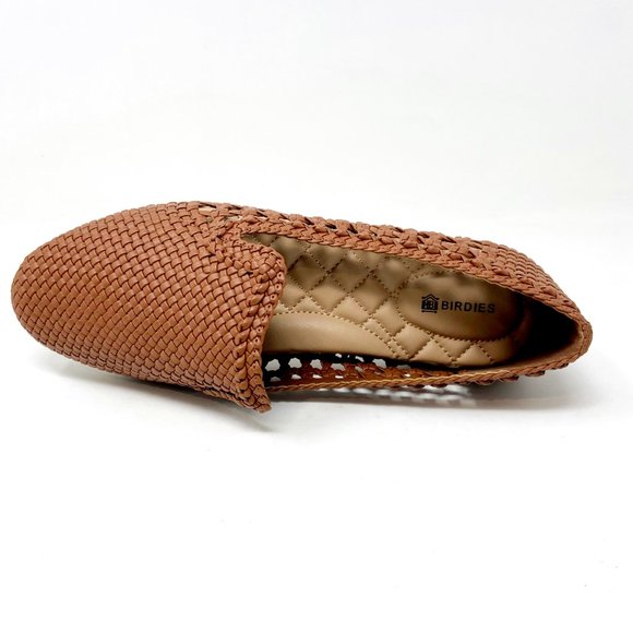 Birdies The Starling Cognac Woven Womens Vegan Leather Slip On Flats Loafers - Picture 4 of 5